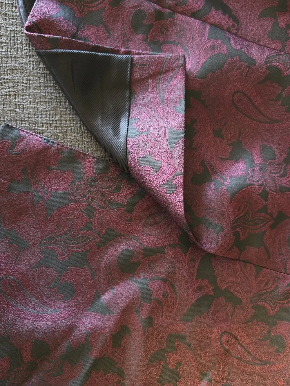 Mens Burgundy Paisley Blazer with Black Satin Lapel